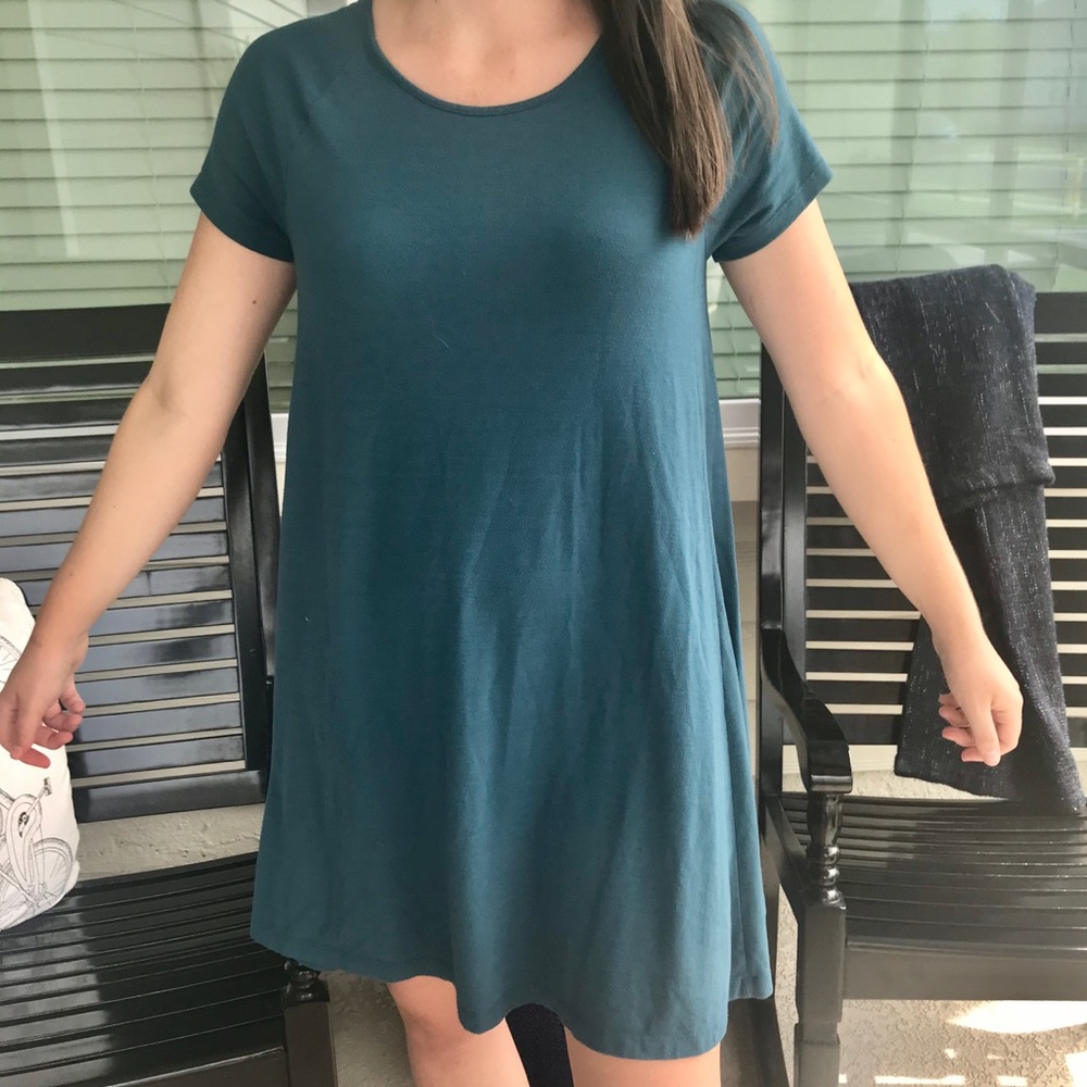 Teal T-shirt dress
